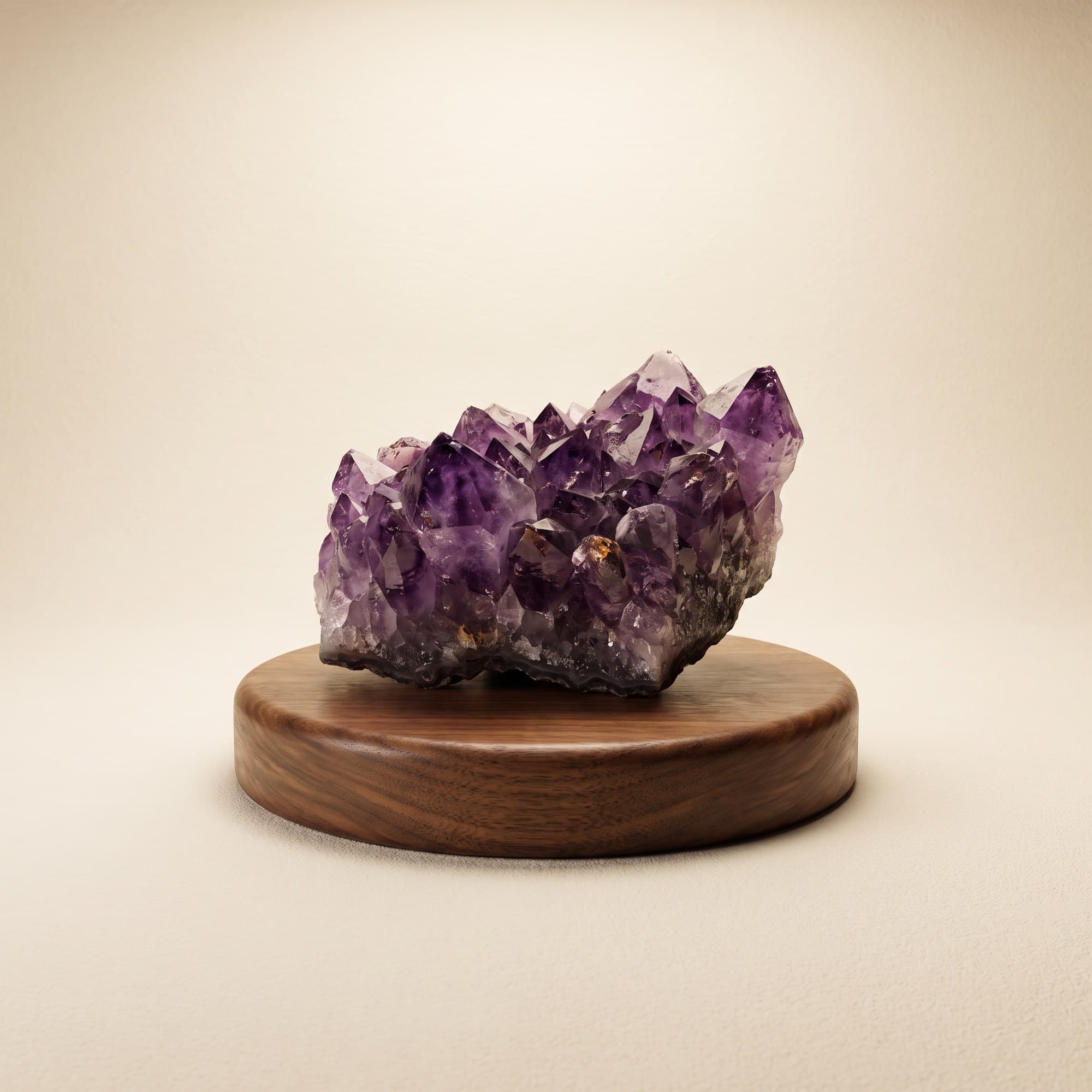 A raw amethyst crystal cluster